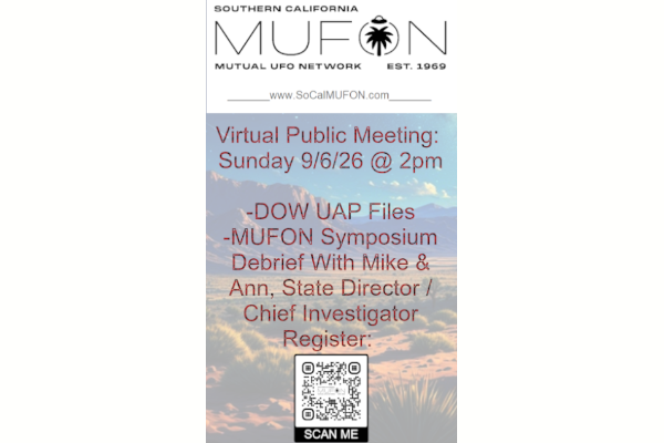 Southern California MUFON, Inc. Public Meeting September 6th, 2026